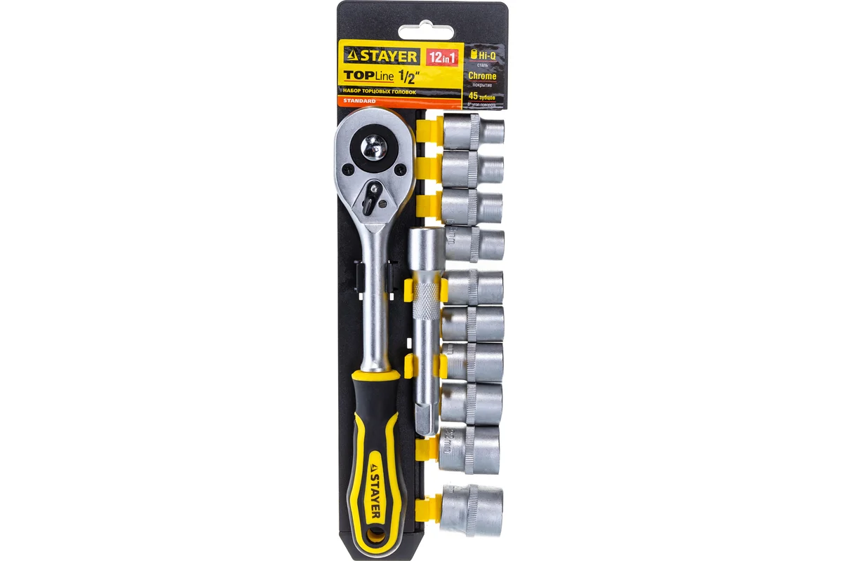 Набор торцовых головок 12 предм, 10-24мм, 1/2" STAYER Standard