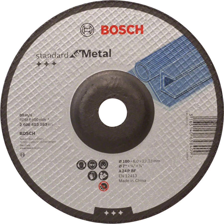 Круг шлифовальный Standard по металлу 180х6х22мм, вогнутый BOSCH