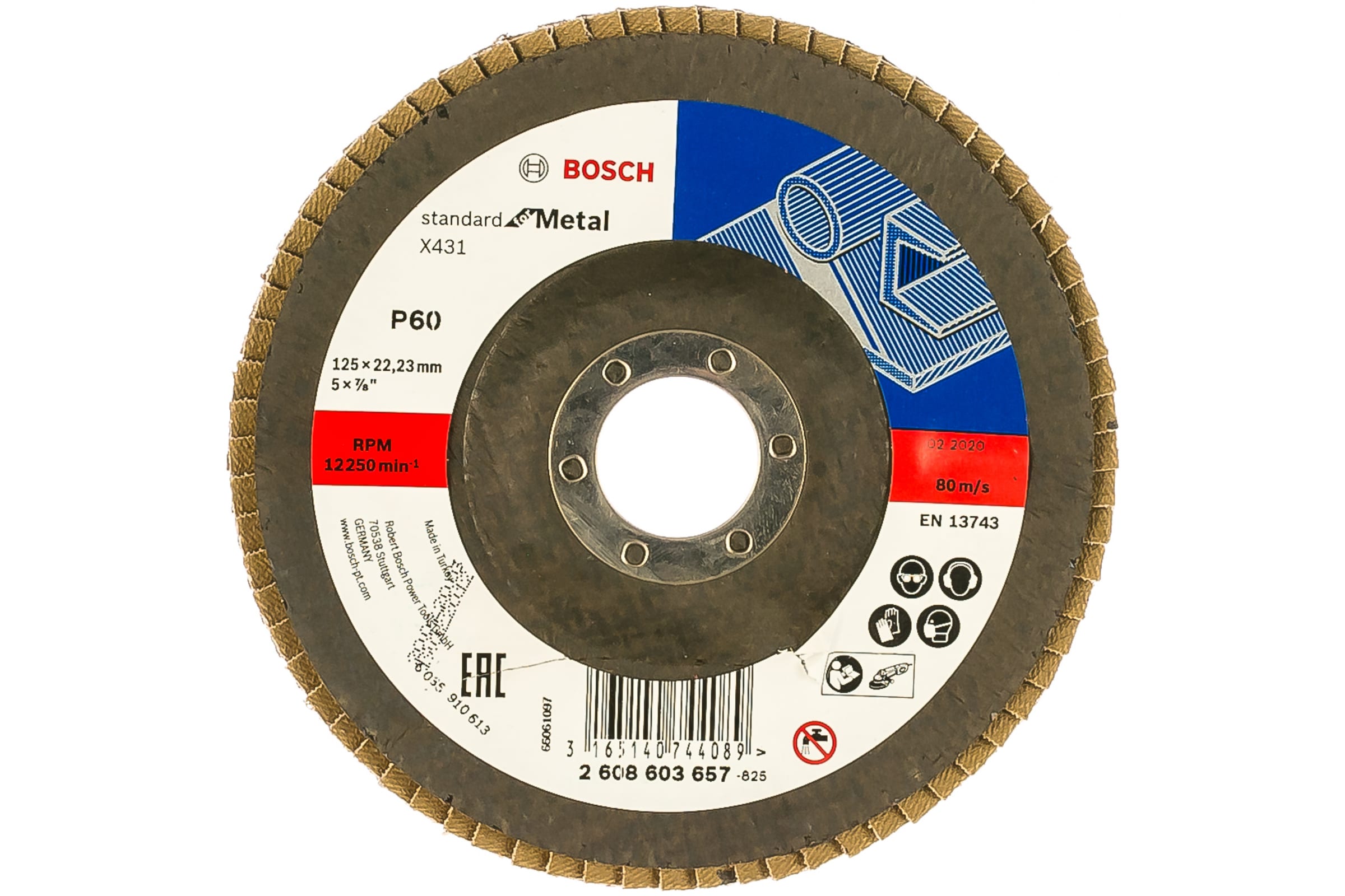 Круг лепестковый X431 Standard for Metal, Ø125мм, K60, угловой BOSCH