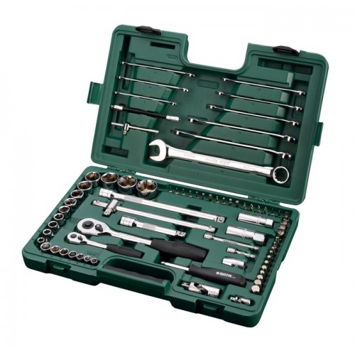Набор инструмента SATA 76 предм, 1/2", 1/4", Cr-V, пластиковый кейс