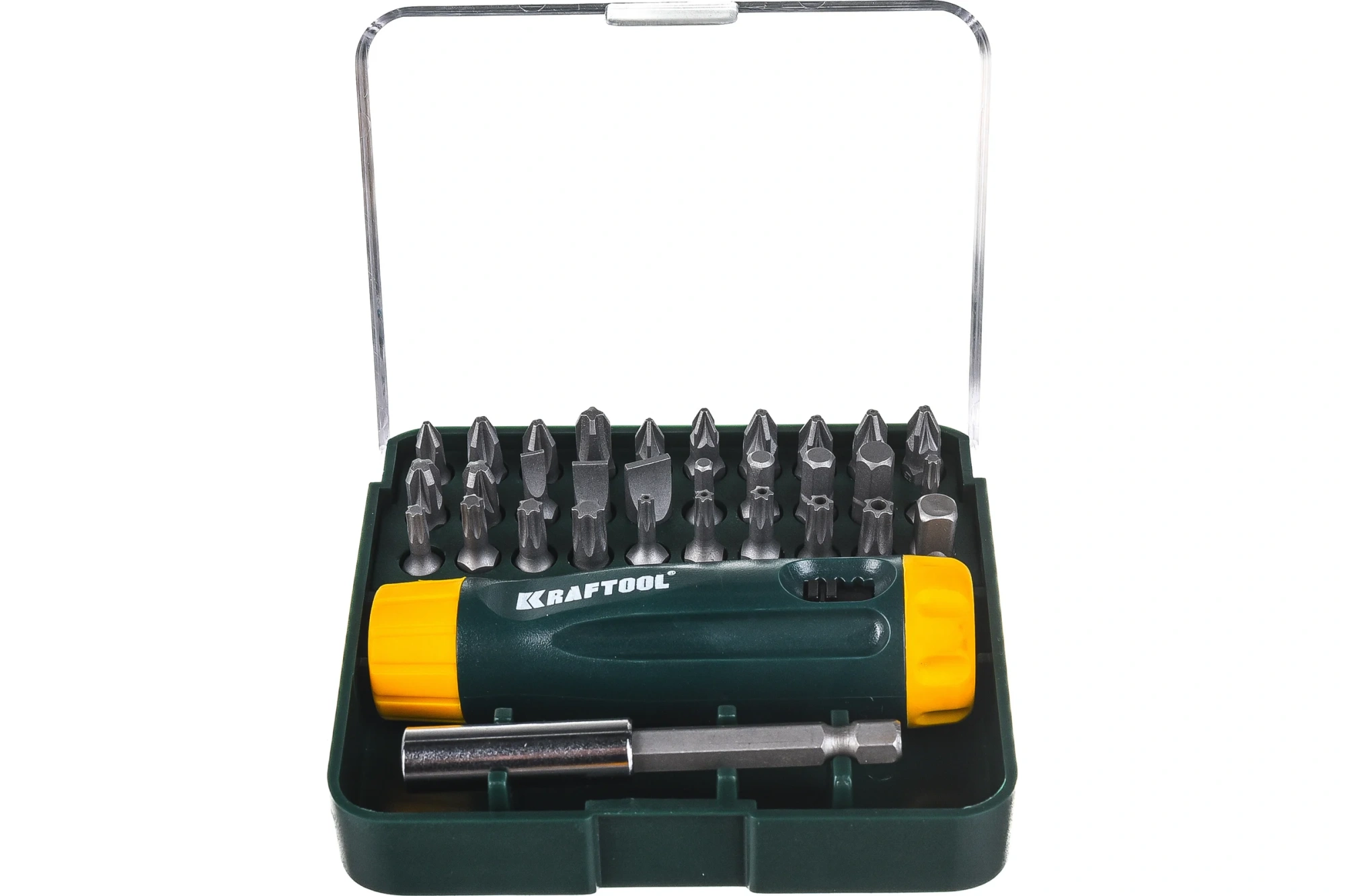 Отвёртка KRAFTOOL 32 предм., реверсивная, с набором бит, в кейсе