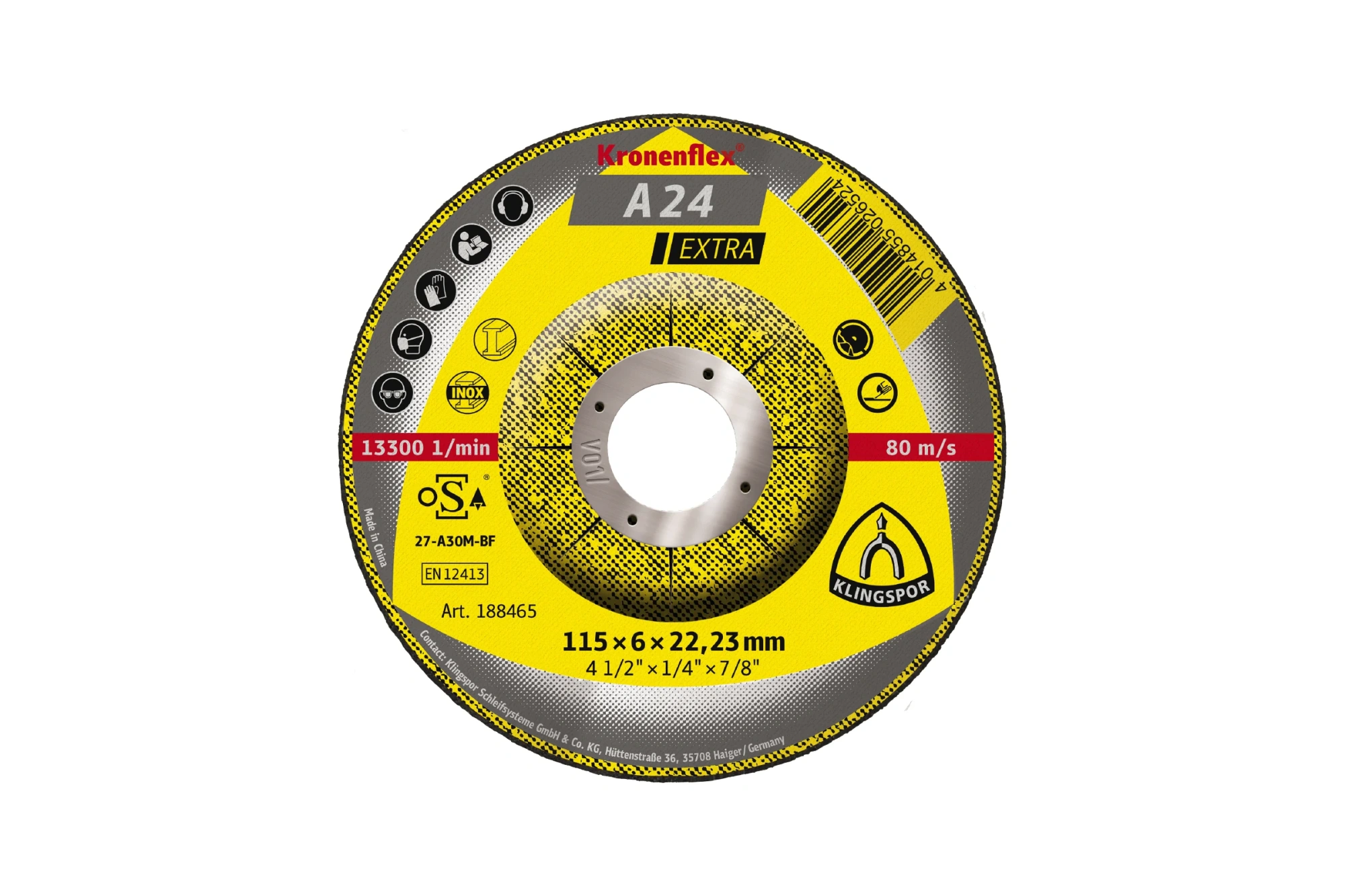 Круг шлифовальный 115х6х22мм по металлу Kronenflex