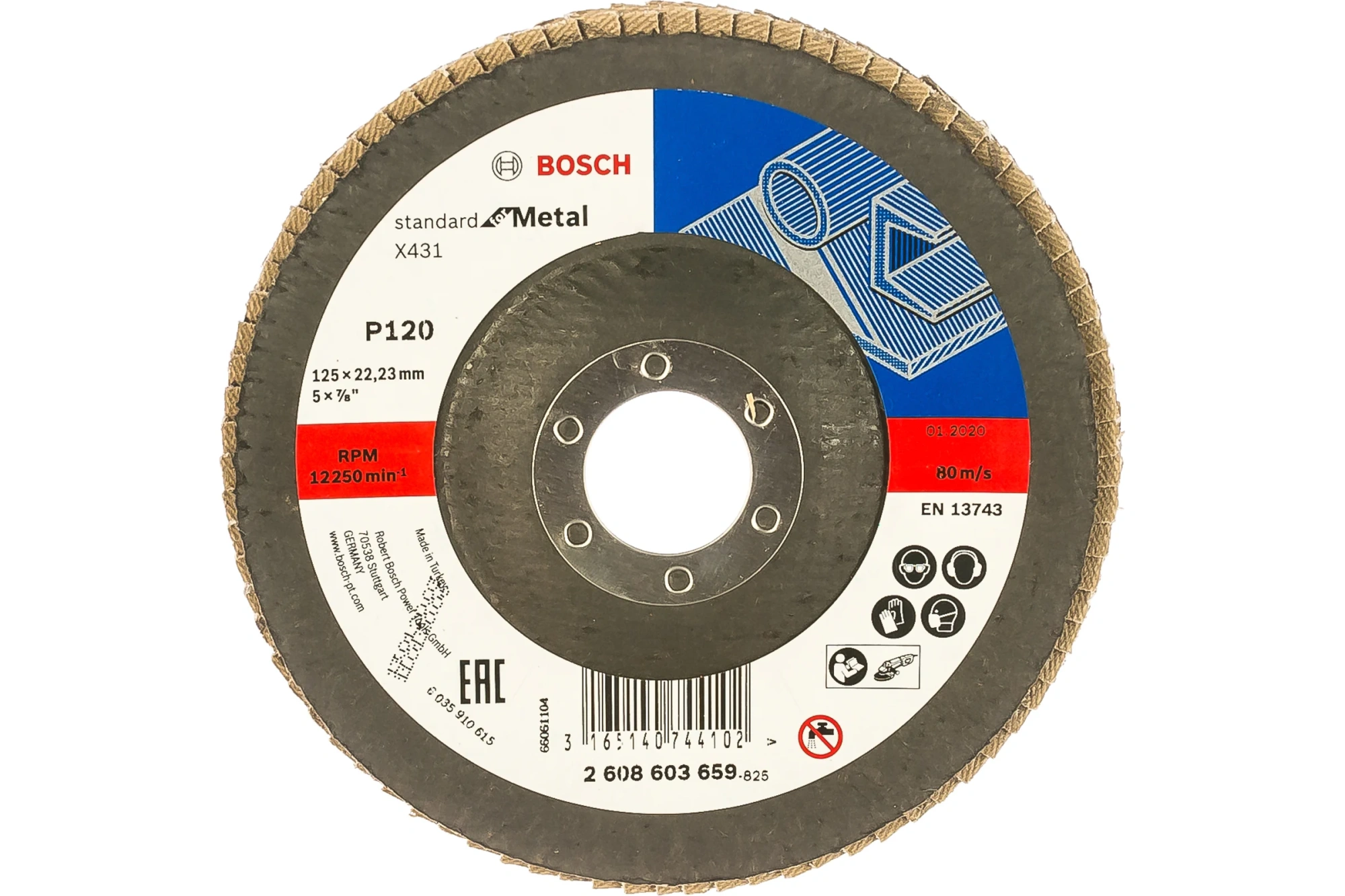 Круг лепестковый X431 Standard for Metal, Ø125мм, K120, угловой BOSCH