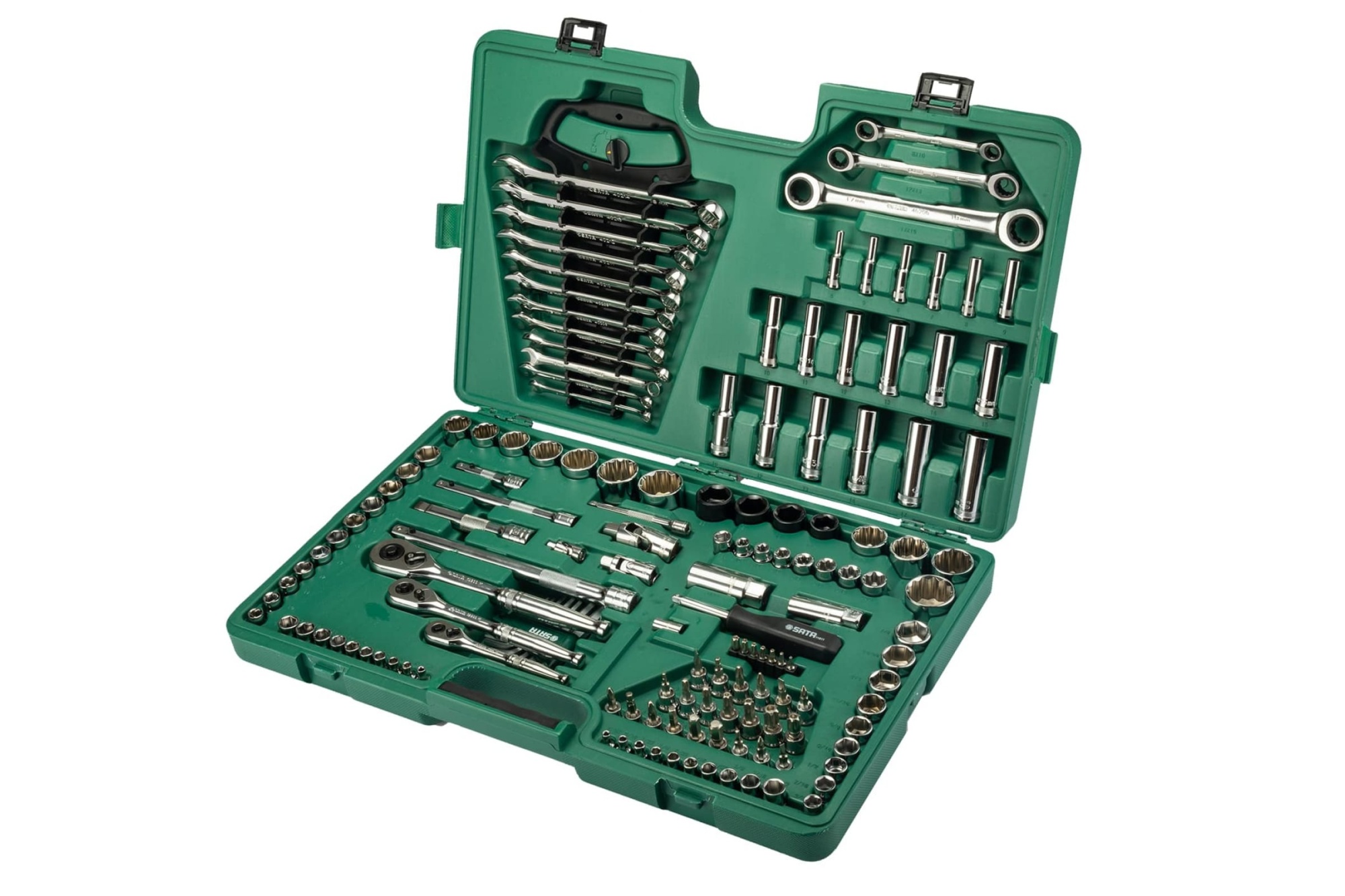 Набор инструмента SATA 150 предм, 1/2", 1/4", 3/8", Cr-V, пластиковый кейс