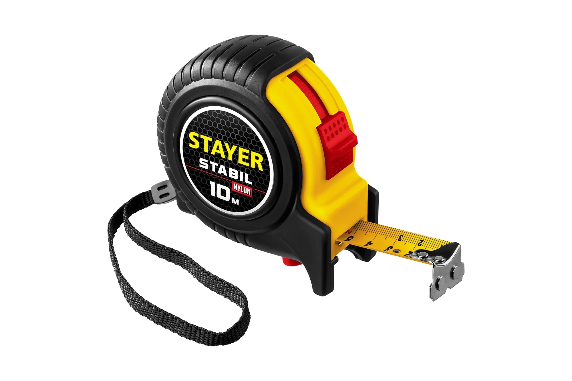 Рулетка Stayer "STABIL" 10м/25мм, противоударный, обрезиненный корпус,два фиксатора