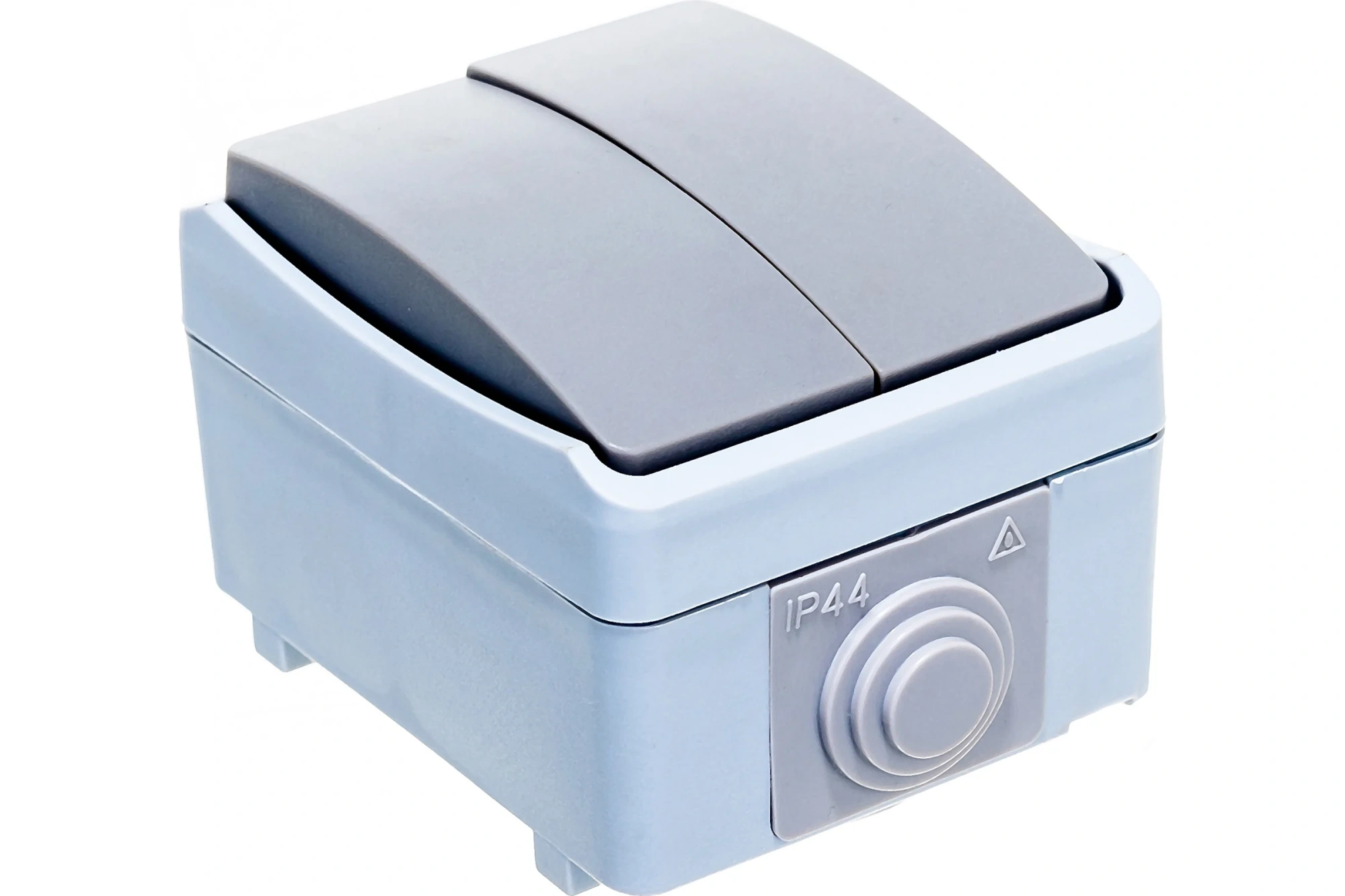 Выключатель СВЕТОЗАР "Аврора", двухклавишный, IP44, цвет серо-белый, 10А/~250В